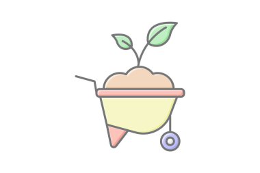 Garden Cart doğrusal renk simgesi, vektör, piksel mükemmel, illüstratör dosyası