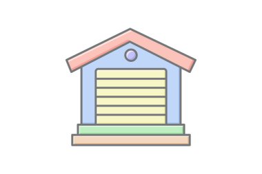 Bahçe Kulübesi renk simgesi, vektör, piksel mükemmel, illüstratör dosyası