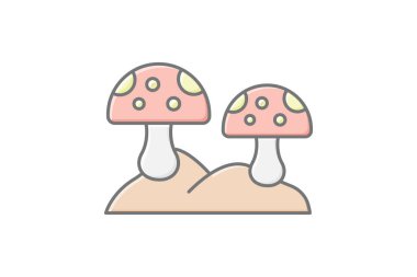 Mantar doğrusal renk simgesi, vektör, piksel mükemmel, illüstratör dosyası