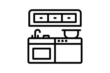 Mutfak çizgisi simgesi, vektör, piksel mükemmel, illüstratör dosyası