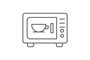 Mikrodalga ince çizgi simgesi, vektör, piksel mükemmel, illüstratör dosyası