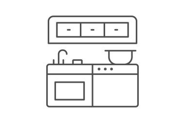 Mutfak ince çizgisi simgesi, vektör, piksel mükemmel, illüstratör dosyası