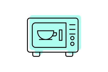 Mikrodalga renk gölge ince çizgi simgesi, vektör, piksel mükemmel, illüstratör dosyası