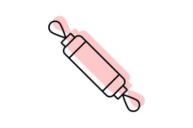 Rolling Pin renk gölge ince çizgi simgesi, vektör, piksel mükemmel, illüstratör dosyası