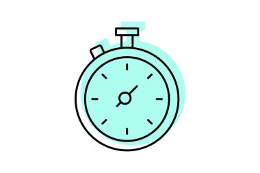 Zamanlayıcı renk gölge ince çizgi simgesi, vektör, piksel mükemmel, illüstratör dosyası