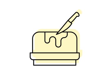 Tereyağı rengi gölge ince çizgi simgesi, vektör, piksel mükemmel, illüstratör dosyası