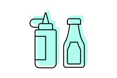 Ketçap rengi gölge ince çizgi simgesi, vektör, piksel mükemmel, illüstratör dosyası