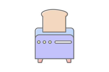 Tost makinesi doğrusal renk simgesi, vektör, piksel mükemmel, illüstratör dosyası