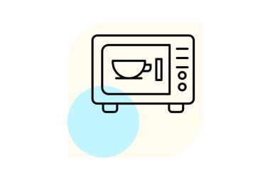 Mikrodalga minimal taslak, vektör, piksel mükemmel, illüstratör dosyası