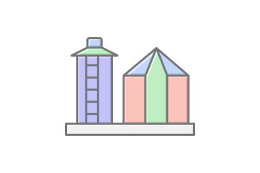 Tahıl Silosu, vektör, piksel mükemmel, illüstratör dosyası