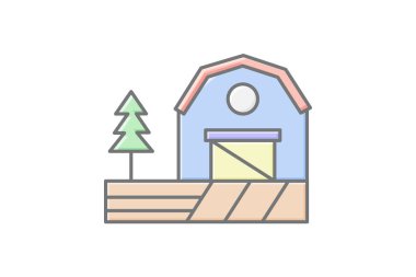 Çiftlik evi, vektör, piksel mükemmel, illüstratör dosyası