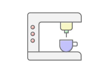 Kahve makinesi, vektör, piksel mükemmel, illüstratör dosyası