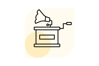 Gramofon, vektör, piksel mükemmel, çizer dosyası