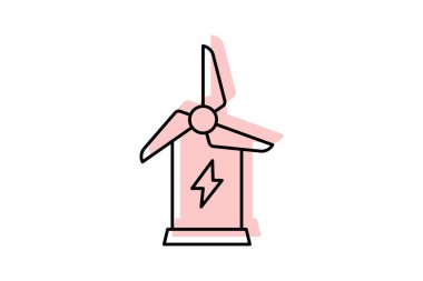 Sürdürülebilir Enerji Değirmeni, vektör, piksel mükemmel, illüstratör dosyası