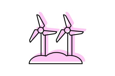 Çiftlik Rüzgârı Enerji Sistemi, vektör, piksel mükemmel, illüstratör dosyası