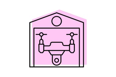 Tarım Drone Hangarı, vektör, piksel mükemmel, illüstratör dosyası