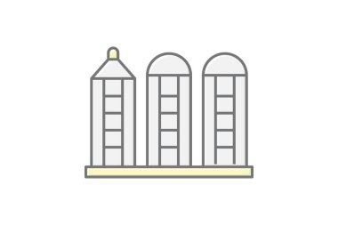 Tahıl Depolama Tesisi, vektör, piksel mükemmel, illüstratör dosyası