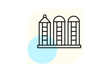 Tahıl Depolama Tesisi, vektör, piksel mükemmel, illüstratör dosyası