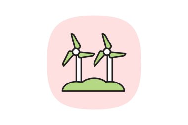 Çiftlik Rüzgârı Enerji Sistemi, vektör, piksel mükemmel, illüstratör dosyası