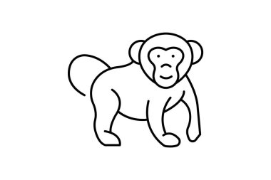 Şempanze, vektör, piksel mükemmel, illüstratör dosyası