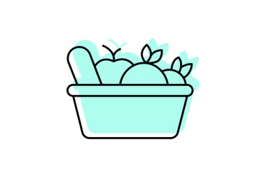 Sebze sepeti, vektör, piksel mükemmel, illüstratör dosyası