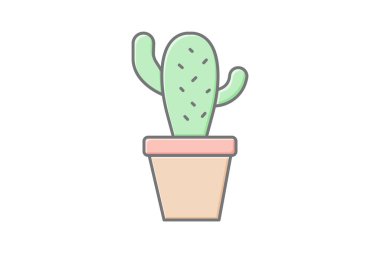 Kaktüs Tencerede, vektör, piksel mükemmel, illüstratör dosyası