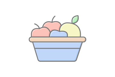 Meyve toplama sepeti, vektör, piksel mükemmel, illüstratör dosyası