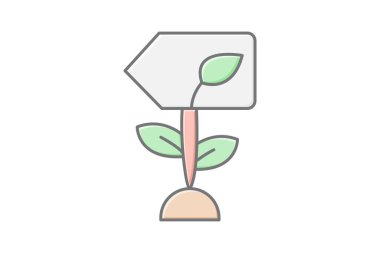 Tahta Bitki Etiketi, vektör, piksel mükemmel, illüstratör dosyası