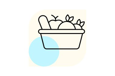 Sebze sepeti, vektör, piksel mükemmel, illüstratör dosyası