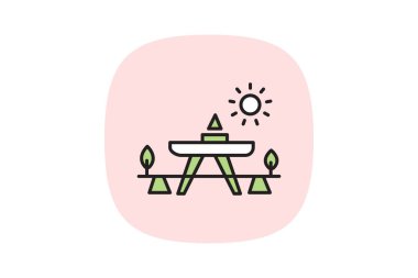 Bahçe Piknik Alanı, vektör, piksel mükemmel, illüstratör dosyası