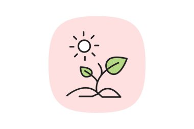 Sapling Under Sun, vektör, piksel mükemmel, illüstratör dosyası