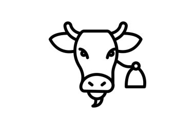 Cow with Bell, vektör, piksel mükemmel, illüstratör dosyası