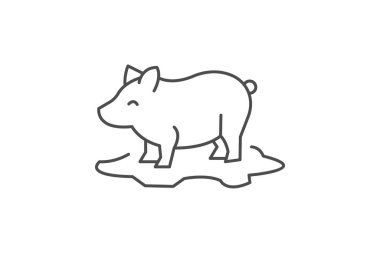 Çamurdaki Domuz, vektör, piksel mükemmel, illüstratör dosyası