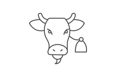 Cow with Bell, vektör, piksel mükemmel, illüstratör dosyası