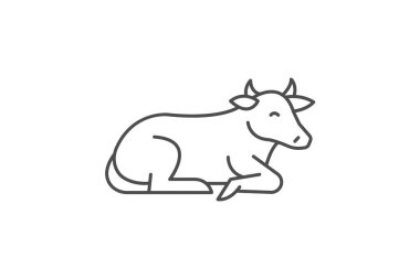 İnek Çimenlerde Yatar, vektör, piksel mükemmel, illüstratör dosyası