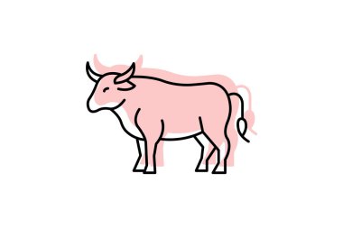 Bull Standing Still, vektör, piksel mükemmel, illüstratör dosyası