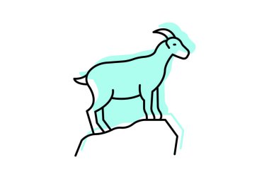 Keçi Kayada, vektör, piksel mükemmel, illüstratör dosyası