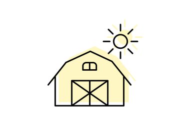 Barn 'da Sabah, vektör, piksel mükemmel, illüstratör dosyası