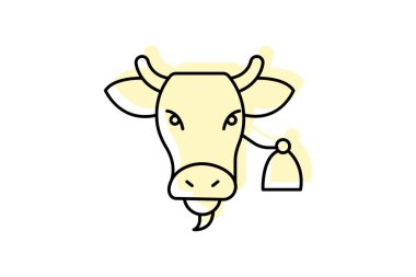 Cow with Bell, vektör, piksel mükemmel, illüstratör dosyası