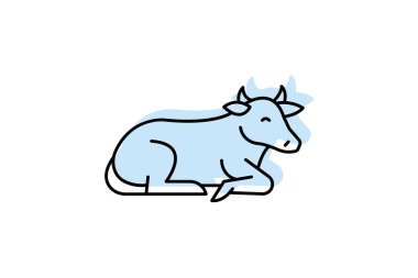 İnek Çimenlerde Yatar, vektör, piksel mükemmel, illüstratör dosyası