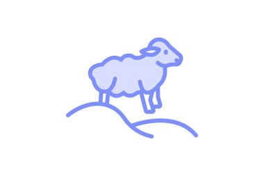 Tepedeki Koyun, vektör, piksel mükemmel, illüstratör dosyası