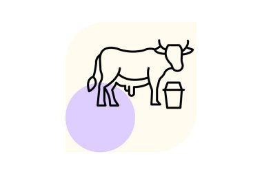 İnek Sağma Sahnesi, vektör, piksel mükemmel, illüstratör dosyası