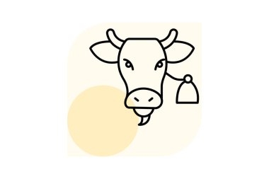 Cow with Bell, vektör, piksel mükemmel, illüstratör dosyası