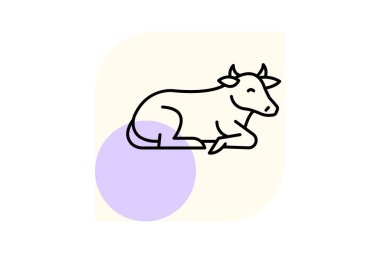 İnek Çimenlerde Yatar, vektör, piksel mükemmel, illüstratör dosyası