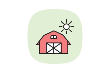 Barn 'da Sabah, vektör, piksel mükemmel, illüstratör dosyası