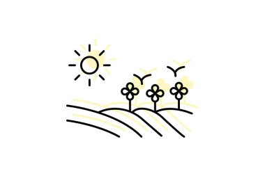 Çiçekli Alan, vektör, piksel mükemmel, illüstratör dosyası