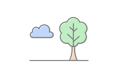 Alanın yanındaki ağaç, vektör, piksel mükemmel, illüstratör dosyası