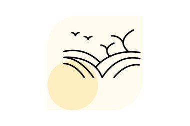 Kuşlarla Alan, vektör, piksel mükemmel, illüstratör dosyası