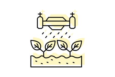 Çiftliğin üstündeki dron, vektör, piksel mükemmel, illüstratör dosyası