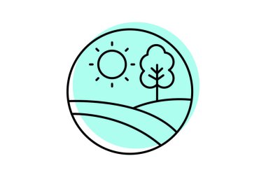 Sunset Çiftlik Yolu, vektör, piksel mükemmel, illüstratör dosyası